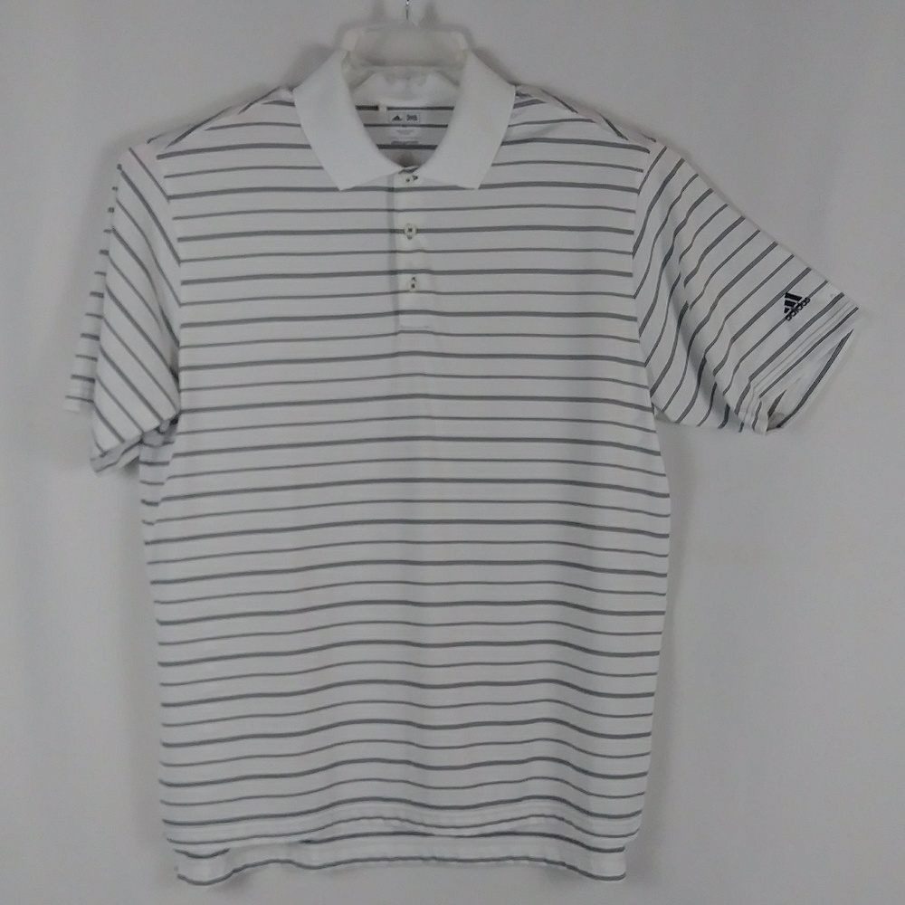 Adidas white stripe polo Golf shirt men's size XL - EUC